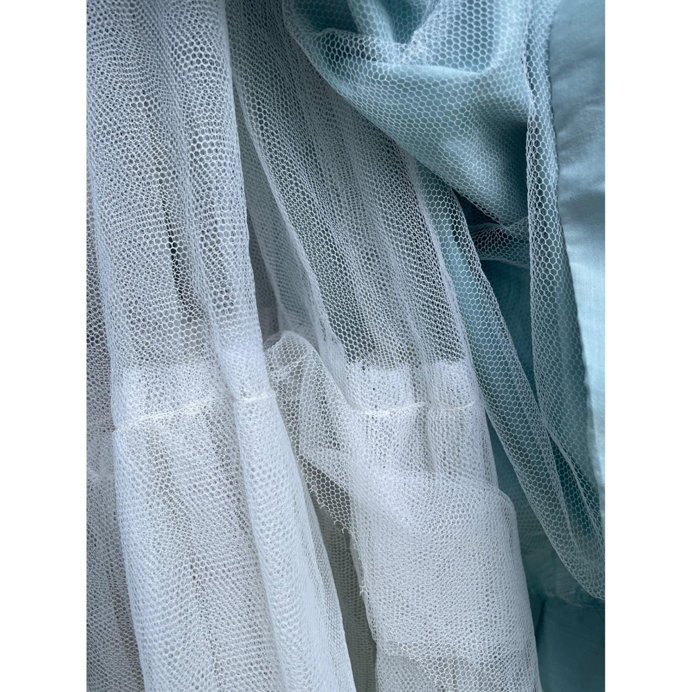 Vintage‎ 50s Seafoam Blue Portrait Collar Dress. Bow Tulle Crinoline Fair - Picture 6 of 11